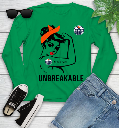 NHL Edmonton Oilers Girl Unbreakable Hockey Sports Youth Long Sleeve 4