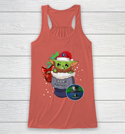 Minnesota Timberwolves Christmas Baby Yoda Star Wars Funny Happy NBA Racerback Tank 4