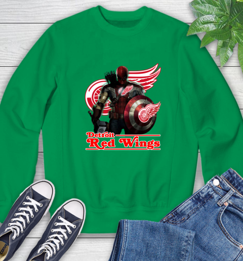 NHL Captain America Thor Spider Man Hawkeye Avengers Endgame Hockey Detroit Red Wings Sweatshirt 6