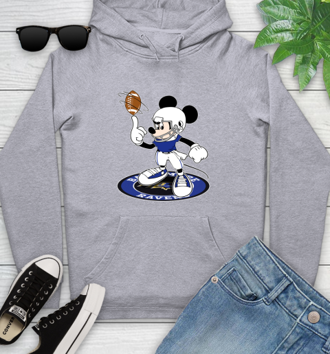 NFL Football Baltimore Ravens Cheerful Mickey Disney Shirt Youth Hoodie 6