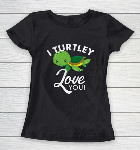 Cute Valentines Turtle I Turtley Love You Valentine Gift Women's T-Shirt