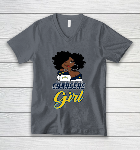 Los Angeles Chargers Girl NFL V-Neck T-Shirt 5