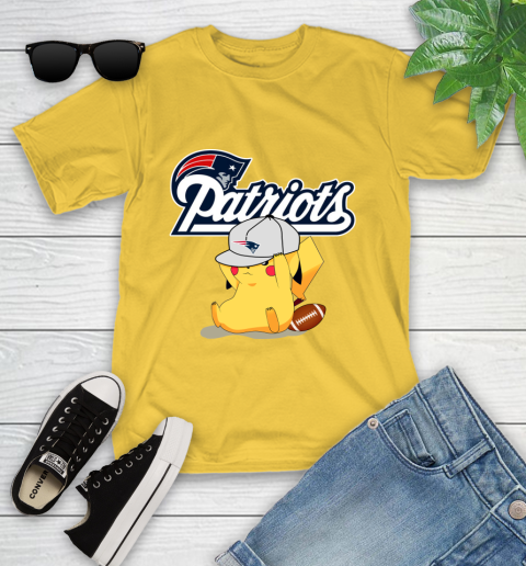 NFL Pikachu Football Sports New England Patriots Youth T-Shirt 8