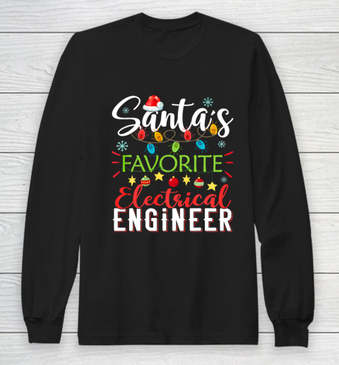 Santa s Favorite Electrical Engineer Santa Hat Christmas Long Sleeve T-Shirt