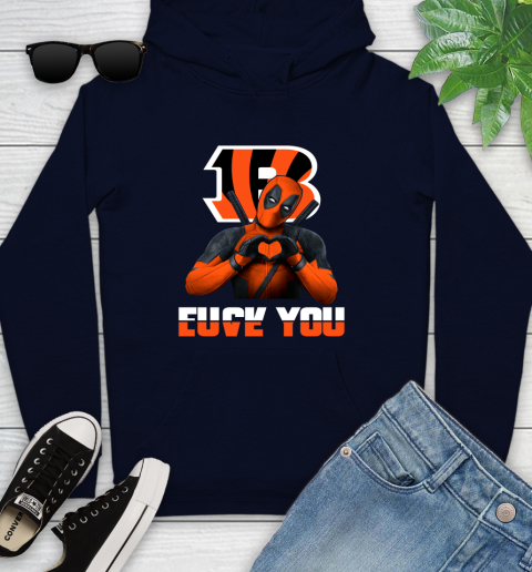 NHL Cincinnati Bengals Deadpool Love You Fuck You Football Sports Youth Hoodie 3