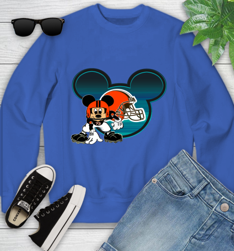 NFL Cleveland Browns Mickey Mouse Disney Football T Shirt Youth Sweatshirt 8