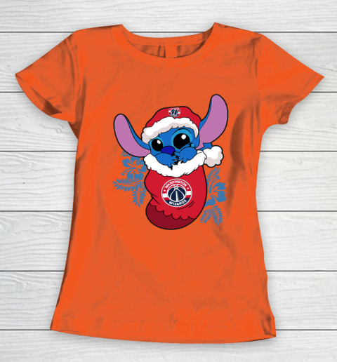 Washington Wizards Christmas Stitch In The Sock Funny Disney NBA Women's T-Shirt 5