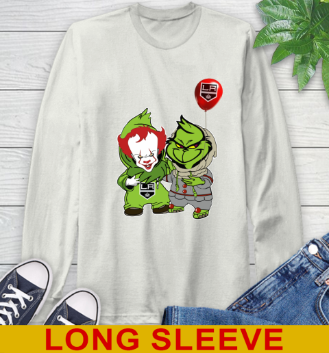 Los Angeles Kings Baby Pennywise Grinch Christmas NHL Hockey Long Sleeve T-Shirt 12