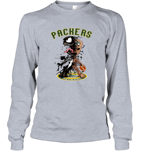 NFL Green Bay Packers Football Venom Groot Guardians Of The Galaxy 6QrEVzzJ61R long sleeve tee 14 95 151514 front sport grey