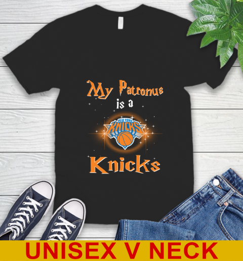 NBA Basketball Harry Potter My Patronus Is A New York Knicks V-Neck T-Shirt