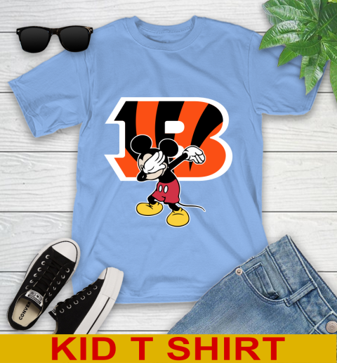 Cincinnati Bengals NFL Football Dabbing Mickey Disney Sports Youth T-Shirt 11