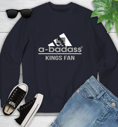 NHL A Badass Los Angeles Kings Fan Adidas Hockey Sports Youth Sweatshirt 2