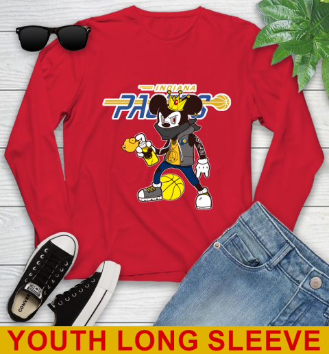 Indiana Pacers NBA Basketball Mickey Peace Sign Sports Youth Long Sleeve 11
