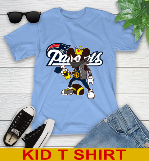 New England Patriots NFL Football Mickey Peace Sign Sports Youth T-Shirt 11