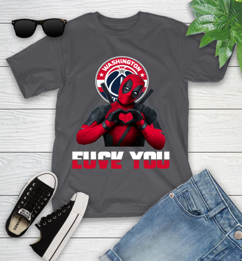 NBA Washington Wizards Deadpool Love You Fuck You Basketball Sports Youth T-Shirt 6