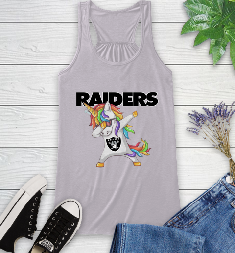 Oakland Raiders NFL Football Funny Unicorn Dabbing Sports Racerback Tank 5