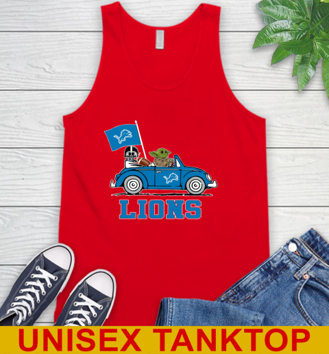 NFL Football Detroit Lions Darth Vader Baby Yoda Driving Star Wars Shirt Tank Top 6