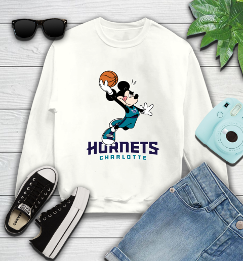 NBA Basketball Charlotte Hornets Cheerful Mickey Mouse Shirt Sweatshirt 2