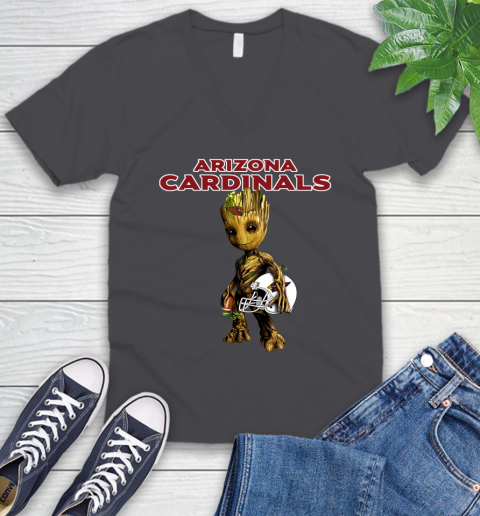 Arizona Cardinals NFL Football Groot Marvel Guardians Of The Galaxy V-Neck T-Shirt 5