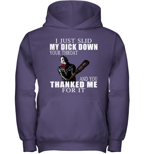nve6 i just slid my dick down your throat the walking dead shirts youth hoodie 43 front purple