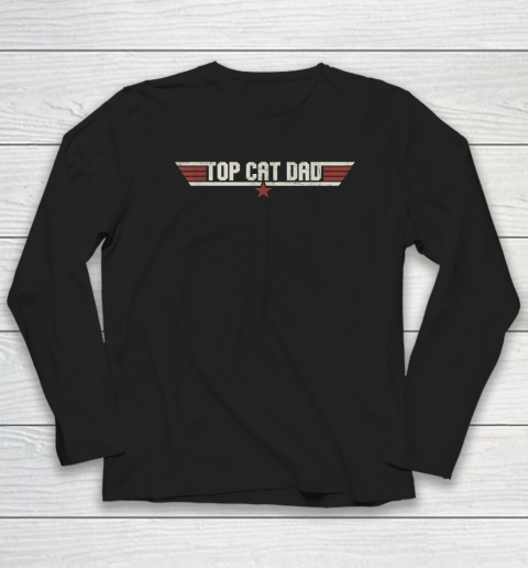Top Cat Dad Funny 80's Cat Father Father's Day Long Sleeve T-Shirt