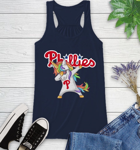 Philadelphia Phillies MLB Baseball Funny Unicorn Dabbing Sports Racerback Tank 12