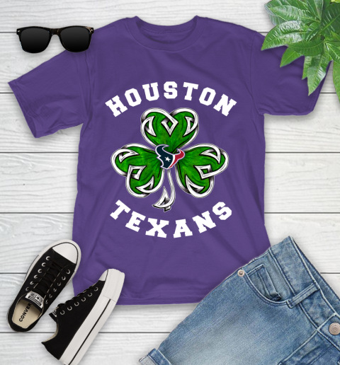 NFL Houston Texans Three Leaf Clover St Patrick's Day Football Sports Youth T-Shirt 3