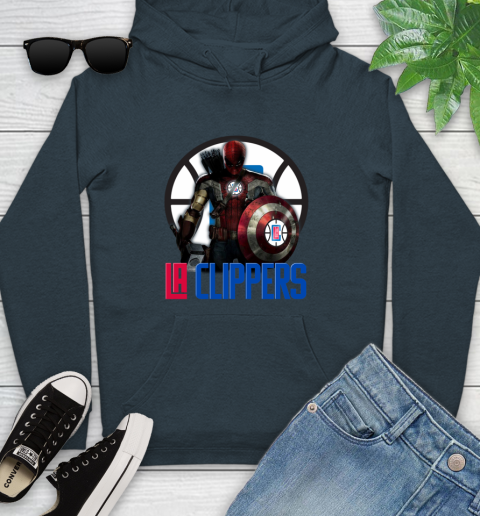 LA Clippers NBA Basketball Captain America Thor Spider Man Hawkeye Avengers Youth Hoodie 8
