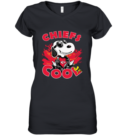 Kansas City Chiefs Snoopy Joe Cool We're Awesome Women's V-Neck T-Shirt
