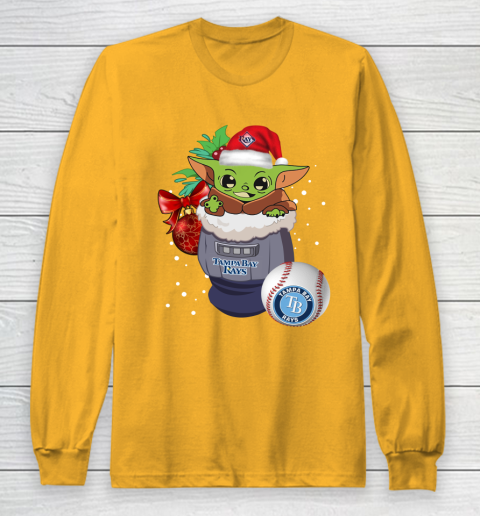 Tampa Bay Rays Christmas Baby Yoda Star Wars Funny Happy MLB Long Sleeve T-Shirt 3