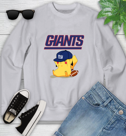 NFL Pikachu Football Sports New York Giants Youth Sweatshirt 4