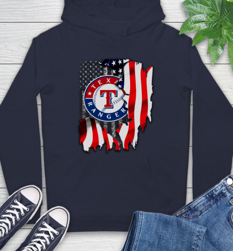 Texas Rangers MLB Baseball American Flag Hoodie 3