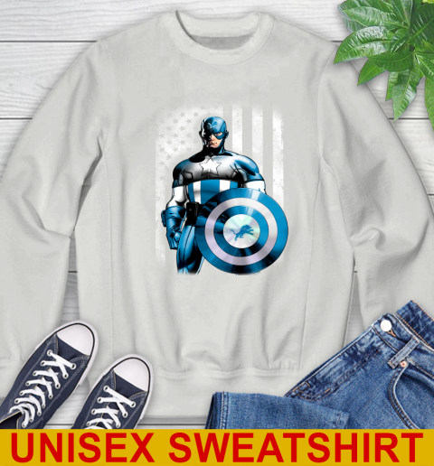 Detroit Lions NFL Football Captain America Marvel Avengers American Flag Shirt Sweatshirt 5