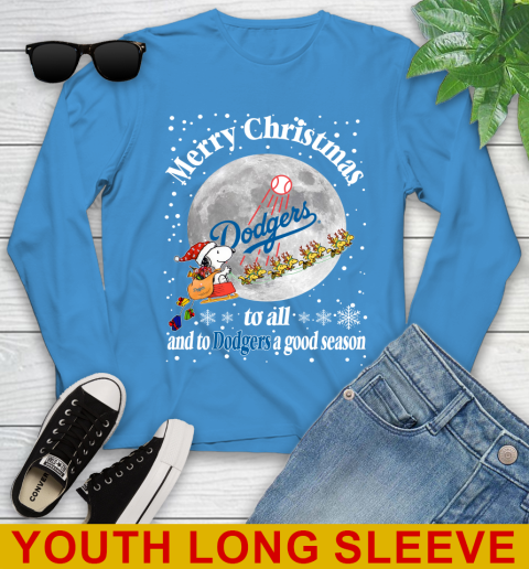 Los Angeles Dodgers Merry Christmas To All And To Dodgers A Good Season MLB Baseball Sports Youth Long Sleeve 8