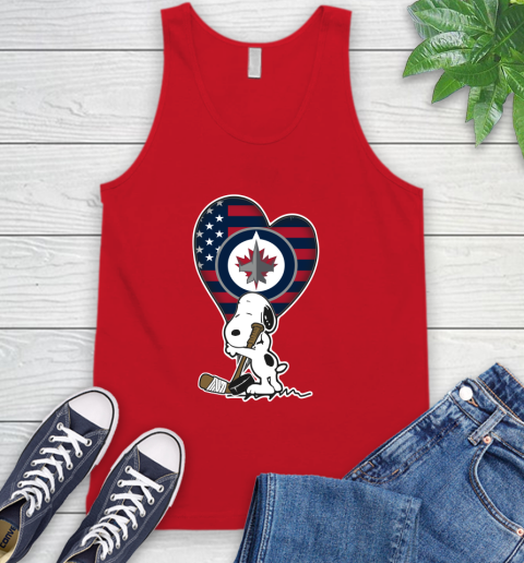 Winnipeg Jets NHL Hockey The Peanuts Movie Adorable Snoopy Tank Top 6