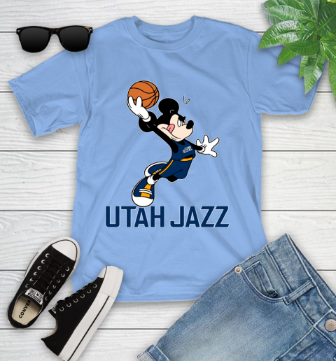 NBA Basketball Utah Jazz Cheerful Mickey Mouse Shirt Youth T-Shirt 11