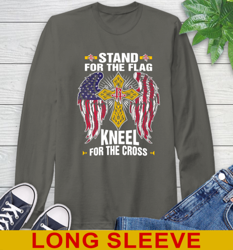 NBA Basketball Houston Rockets Stand For Flag Kneel For The Cross Shirt Long Sleeve T-Shirt 10