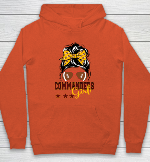 Retro Commanders Girl Messy Bun Sports Fan Team Matching Hoodie 3