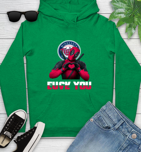 MLB Minnesota Twins Deadpool Love You Fuck You Baseball Sports Youth Hoodie 9