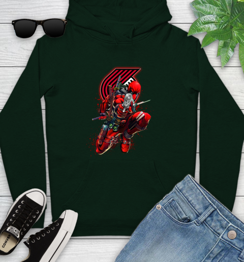 NBA Deadpool Marvel Comics Sports Basketball Portland Trail Blazers Youth Hoodie 13