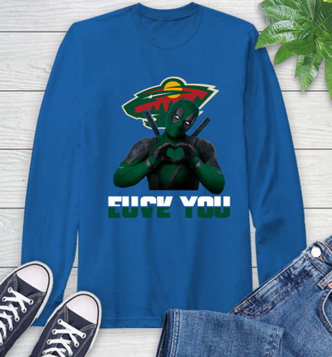 NHL Minnesota Wild Deadpool Love You Fuck You Hockey Sports Long Sleeve T-Shirt 10