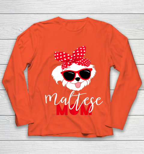 Dog Mom Shirt Dog Lovers T Shirt Maltese Mom Fur Mama Youth Long Sleeve 3