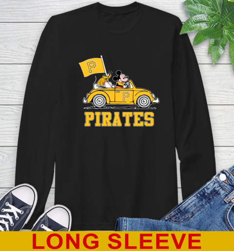 MLB Baseball Pittsburgh Pirates Pluto Mickey Driving Disney Shirt Long Sleeve T-Shirt 2