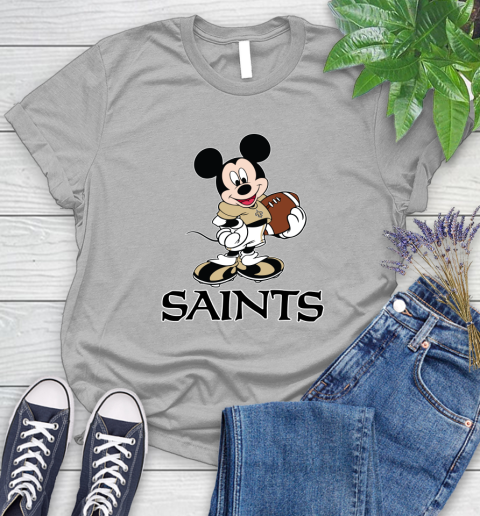 NFL Football New Orleans Saints Cheerful Mickey Mouse Shirt Women's T-Shirt 5