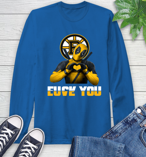 NHL Boston Bruins Deadpool Love You Fuck You Hockey Sports Long Sleeve T-Shirt 10