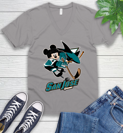 NHL San Jose Sharks Mickey Mouse Disney Hockey T Shirt V-Neck T-Shirt 4