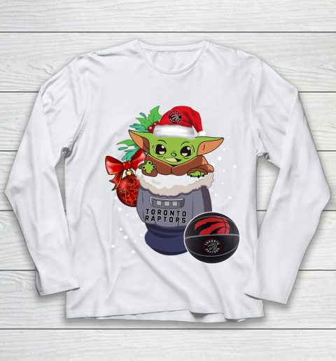 Toronto Raptors Christmas Baby Yoda Star Wars Funny Happy NBA Youth Long Sleeve 2