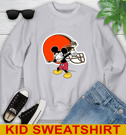 Cleveland Browns NFL Football Dabbing Mickey Disney Sports Youth Sweatshirt 4