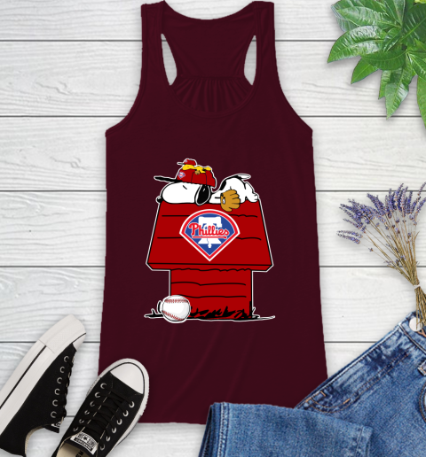MLB Philadelphia Phillies Snoopy Woodstock The Peanuts Movie Baseball T Shirt_000 Racerback Tank 3