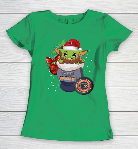 Philadelphia Flyers Christmas Baby Yoda Star Wars Funny Happy NHL Women's T-Shirt